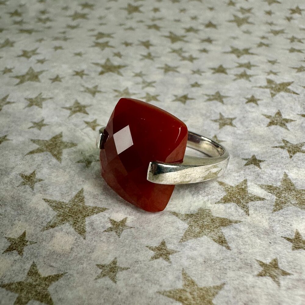 NEW Size 8 Real Sterling Silver and Genuine Carnelian Ring - Picture 3 of 6